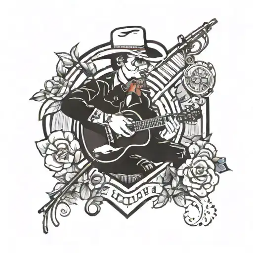Create A Tattoo Design Inspired By Country Music And Pilot Occupation