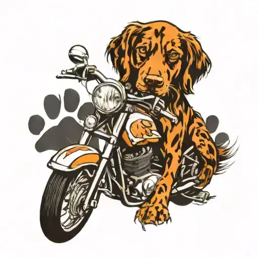 Trip Map Motor Bike Racing Dog Paw Print Family Members
