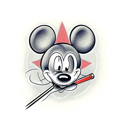 Mickey Mouse As A Skinhead With A Baseball Bat