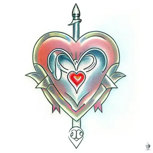 Heart With Dagger Through It And Ribbon Around It With Space For 2 Names