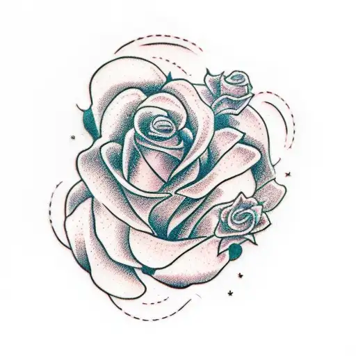 American Traditional Woman And Rose