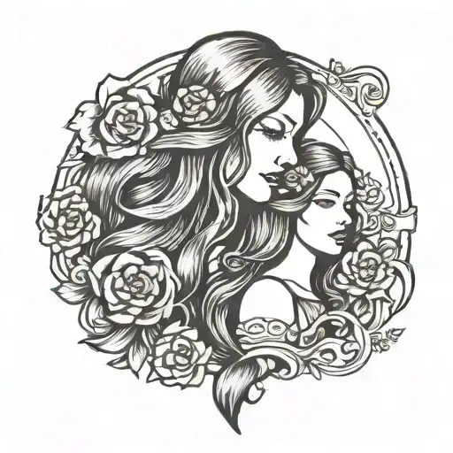 Mother And Daughter With Long Hair