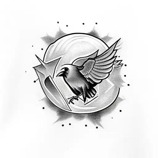 A Raven Drawn With Scandinavian Runes