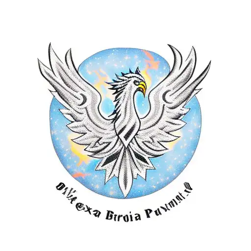 Incorporate Bosnian Flag Colors Into A Phoenix Design Surrounded By Clouds