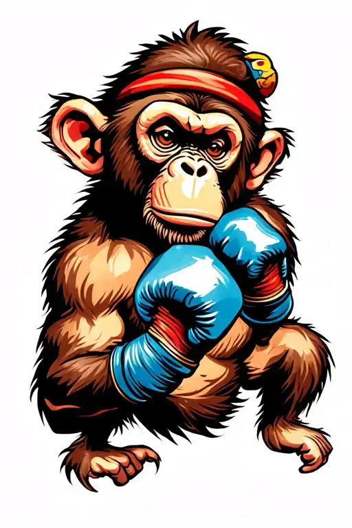 Monkey Boxer Throwing A Punch