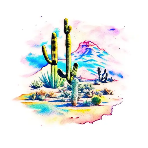 Arizona Desert Scene In Watercolor