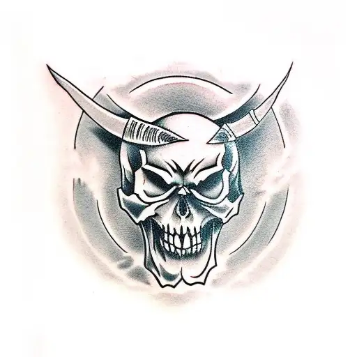 Demon With Skull In Right Hand