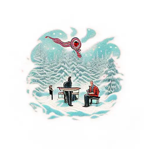 A Hypnotist Guiding A Group Of Philosophers Through A Snowy Forest