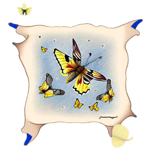 6 Yellow Butterflies Flying Around Edgartown Lighthouse