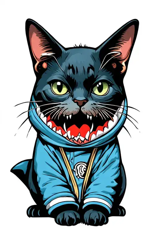 Black Cat Wearing Shark Onesie