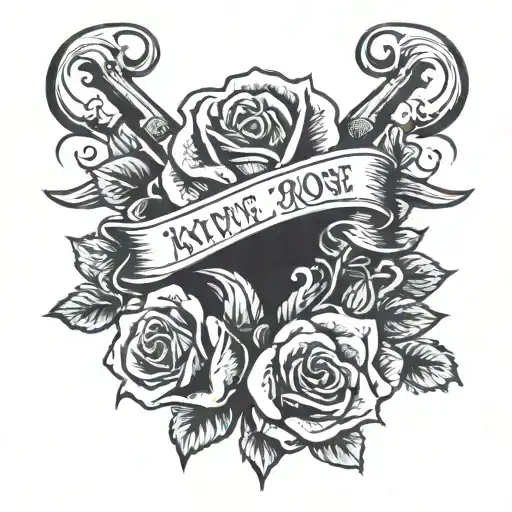 Knife And Rose With Mom Inscription