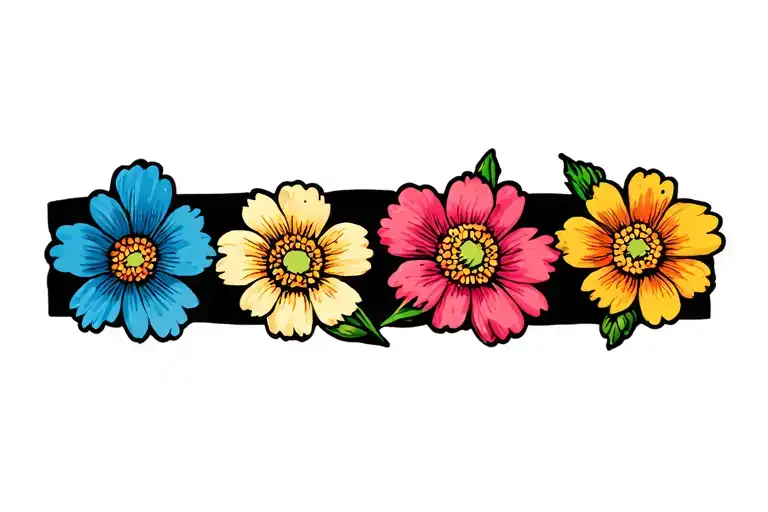 Little Blue House With 3 Flowers