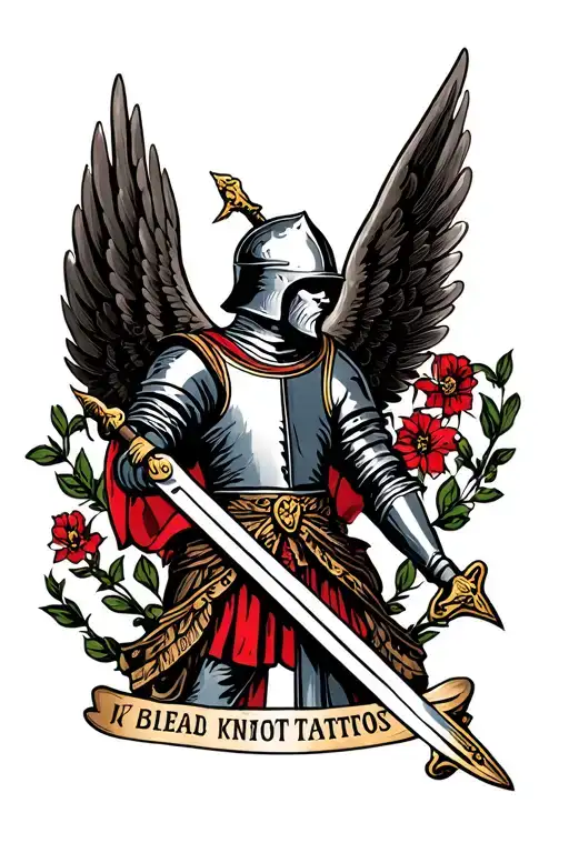 Knight With Wings And Sword Surrounded