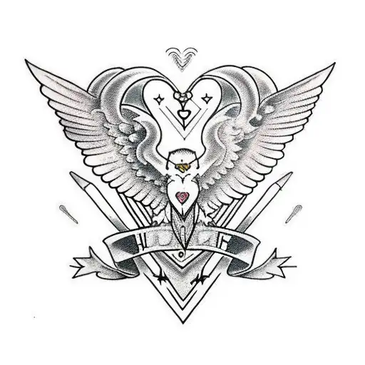 Heart Bow And Arrow Wings Halo Design