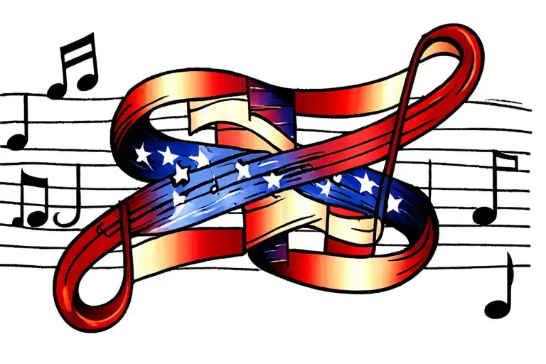 Music Staff With Notes Intertwined