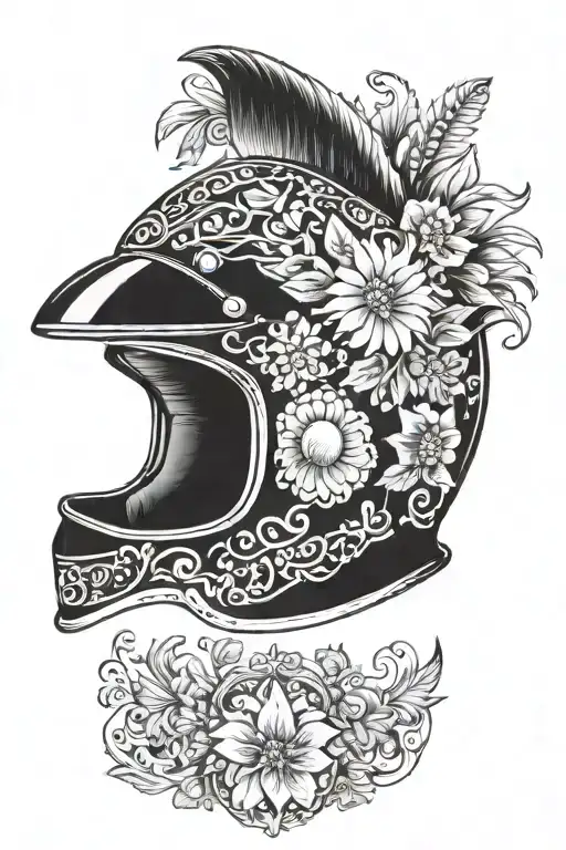 Helmet Adorned With Intricate Floral Patterns
