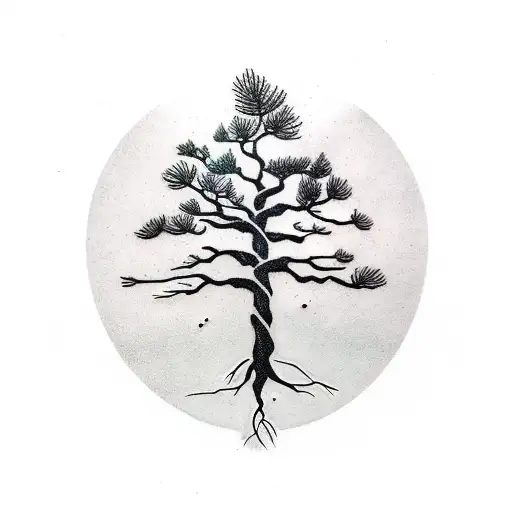 Pine Tree With Roots Creating Veins On A Heart