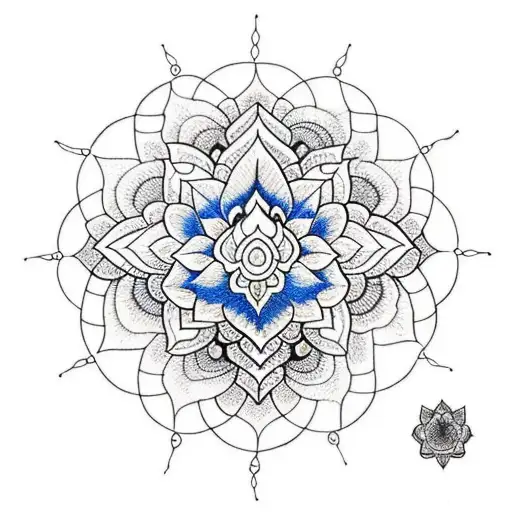 A Lace-inspired Sternum Mandala Design Incorporating A Lotus Flower As The Centerpiece