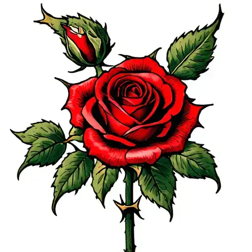 Red Rose With Thorns