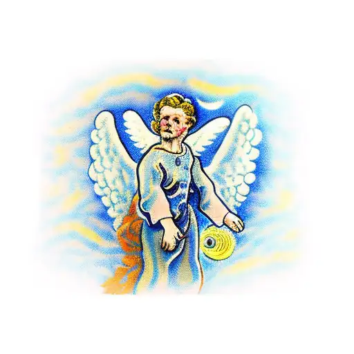 Angel Statue Starry Night Van Gogh Background