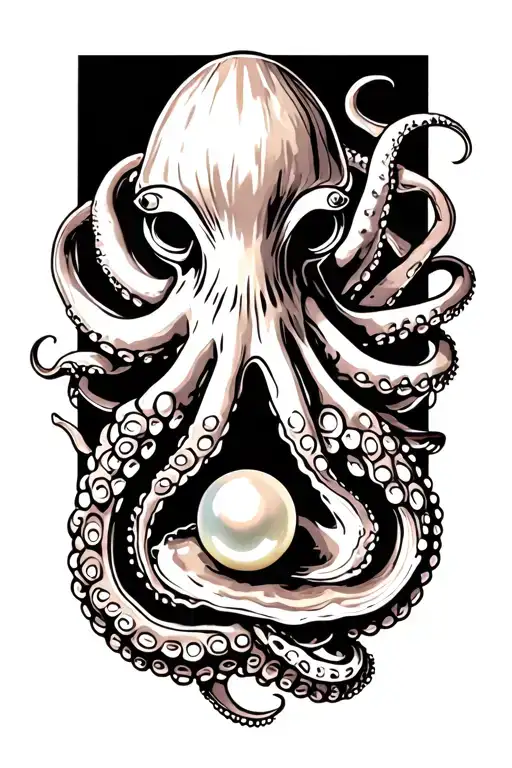 Octopus And Oyster Shell With A Pearl