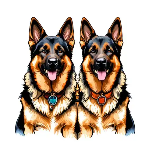 Two German Shepherd Dogs