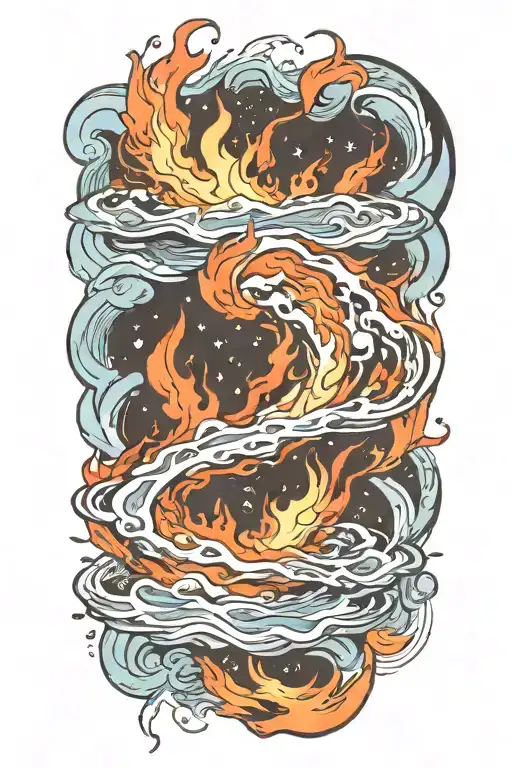 A River With Floating Ice Sheets On Fire