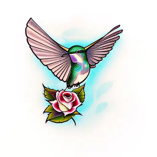 Hummingbird With A Rose