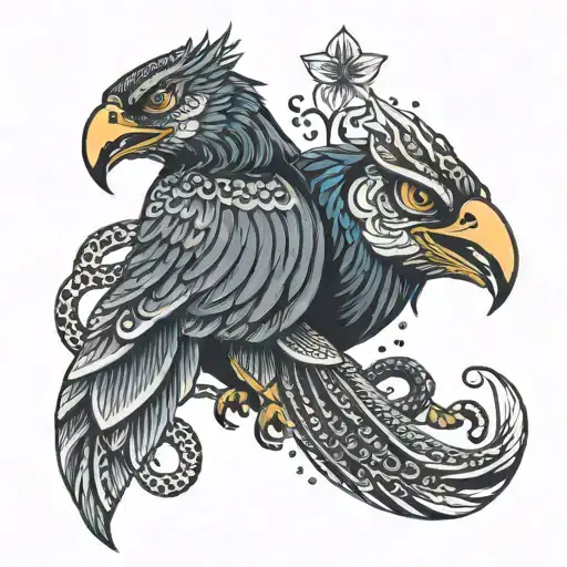 Totem Fox Raven Snake Coiled