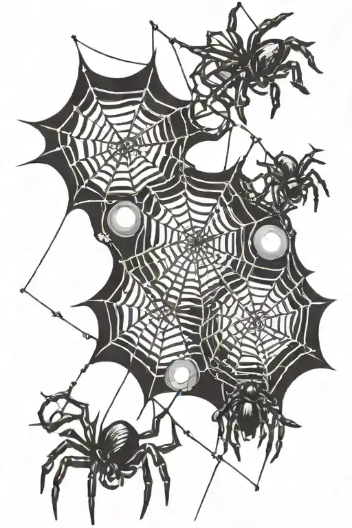 Spider And Web With Spiders