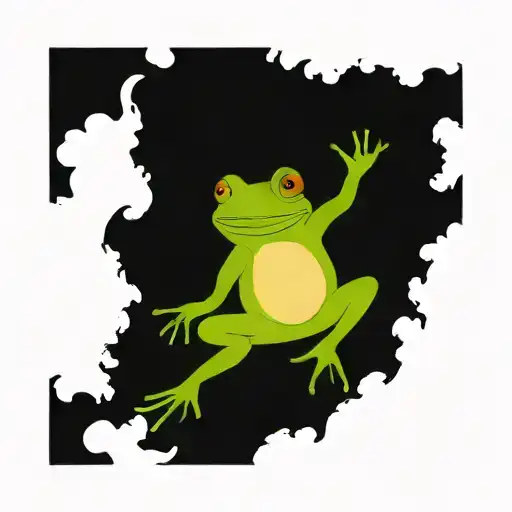 A Traditional Style Tattoo Of A Frog Ballet Dancing In A White Vest