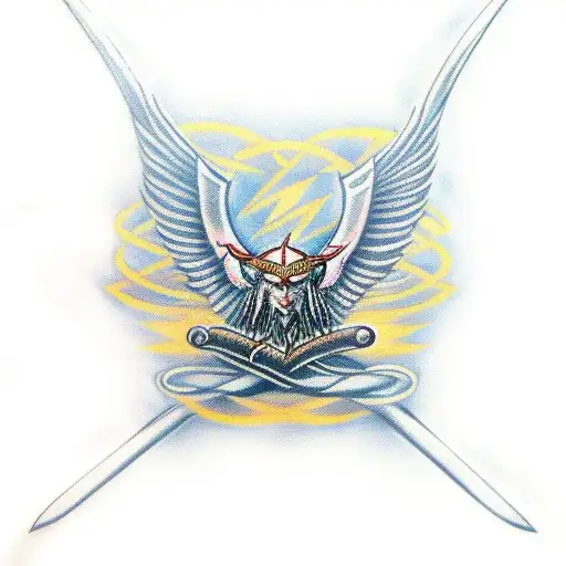 Odin Symbol With Valkeryie Wings On The Side