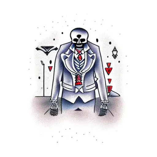 Full Skeleton Dressed In A Suit And Tie