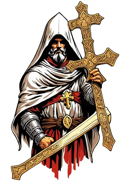 Assasins Creed Warrior Holding Holy Cross