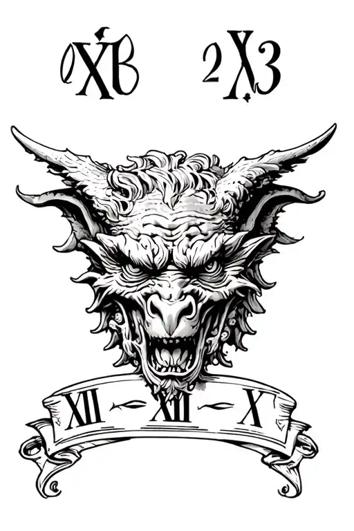 Gargoyle Head With Roman Numerals