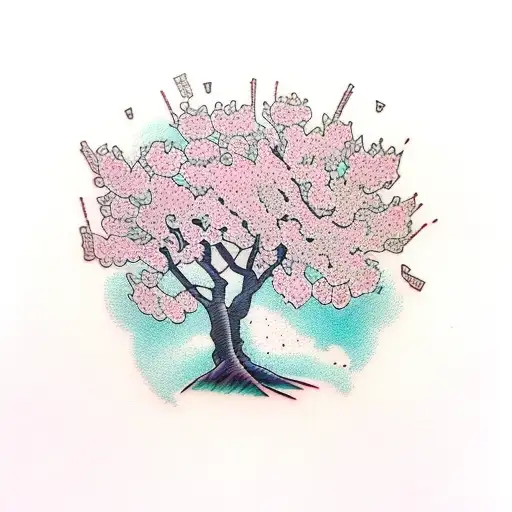 Cherry Blossom Tree With Text '' I Can Be Your Painkiller''