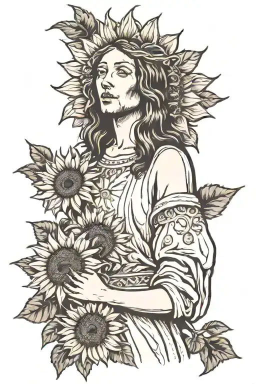 Jesus Sunflower Girl Holding