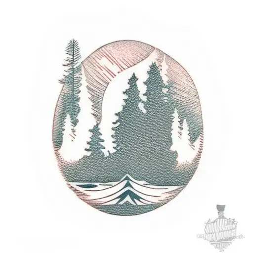 Guitar Silhouette Pine Trees