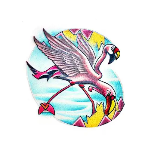Flash Tattoo Tiki Flamingo