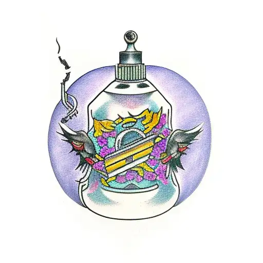 Potions Bottle With Raven Skill And Lavender