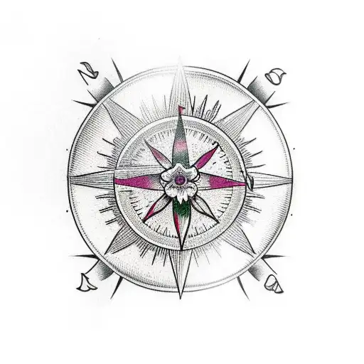 Orchids Around A Compass