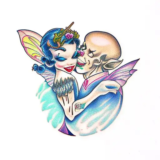 A Fairy And Goblin Kissing