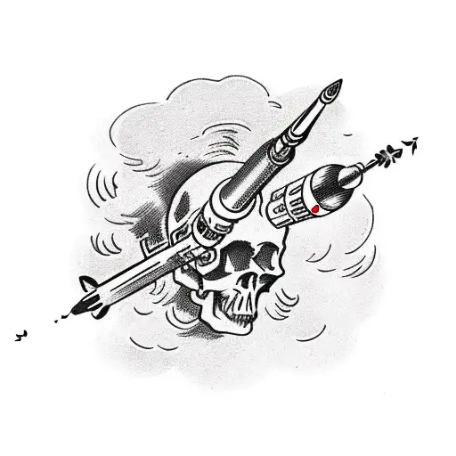 High Mobility Artillery Rocket System With Rockets And Skulls In Background