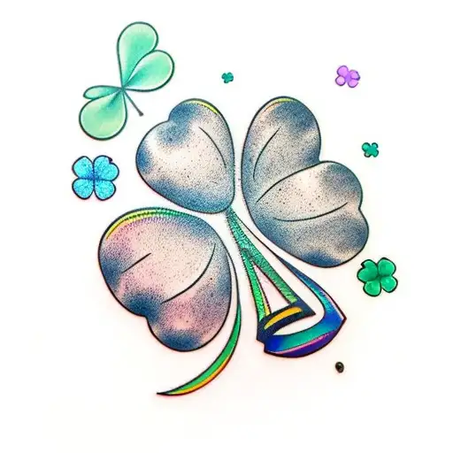 Four Leaf Clover With Rainbow