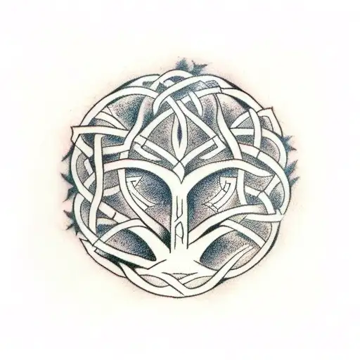Tree Of Life With Roots That Grow Into A Celtic Design