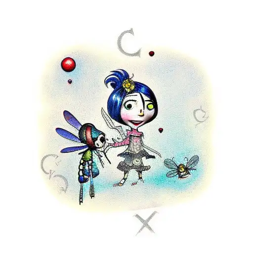 Coraline Inspired Key And Dragonfly