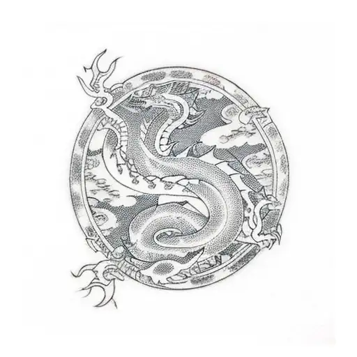 A Traditional Japanese Yakuza Symbol With A Dragon Motif