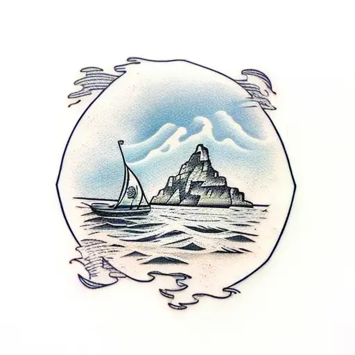 Tent On The Hill With Sea In The Background