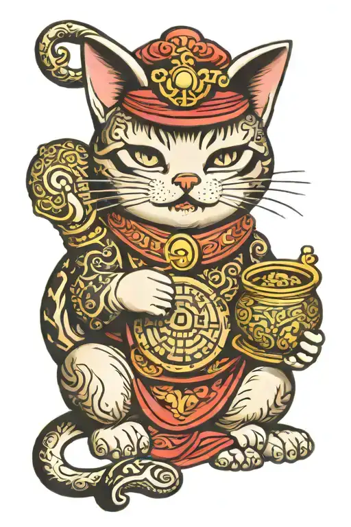 Cheshire Maneki Neko Holding Hourglass