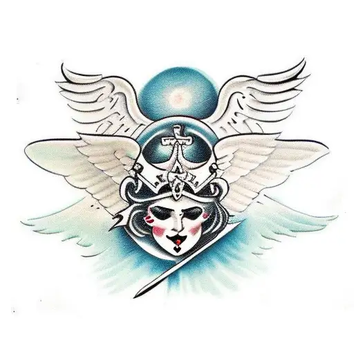 Fallen Angel Pierced By Swords